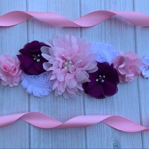 Light Pink ,White ,Plum Maternity Sash Belt